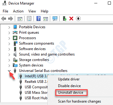 Device Manager Universal Serial Bus Controllers Host Controller Right Click Uninstall Device