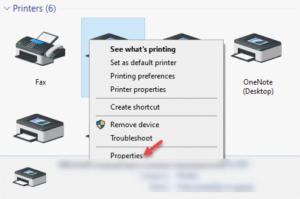 Devices And Printers Printers Right Click On The Printer Properties