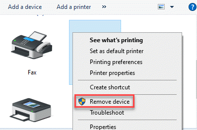 Devices And Printers Old Printer Right Click Remove Device