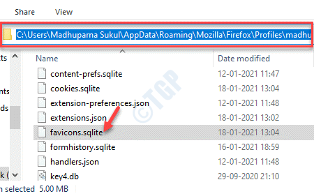 File Explorer Navigate To Yourprofile In Mozilla Firefox Folder Favicons.sqlite File Delete