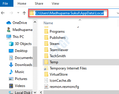 File Explorer Navigate Tp To Temp Folder