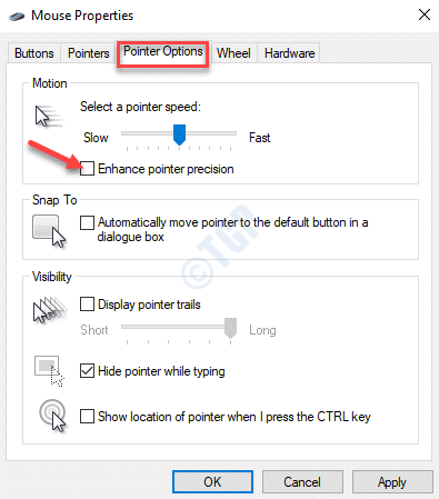 Mouse Properties Pointer Options Enhance Pointer Precision Uncheck Apply Ok
