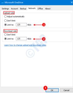 How To Limit Upload And Download Rate For OneDrive In Windows 10