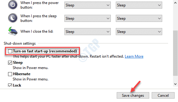 Shut Down Settings Turn On Fast Startup (recommended) Save Changes