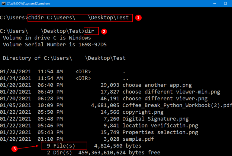 c number of files in directory