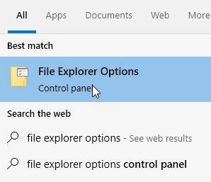 File Explorer Options