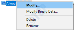 Select Modify