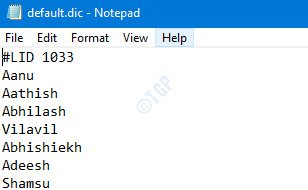 default dic file