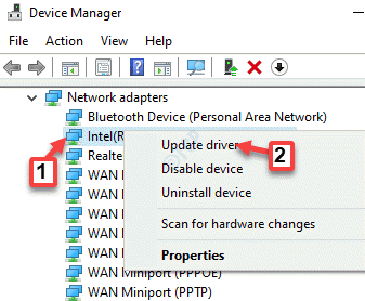 Device Manager Network Adapters Select The Network Driver Right Click Update Diver