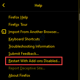 Firefox Help Restart With Add Ons Disabled