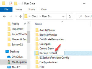 Google Chrome User Data Path Default Folder Rename Backup Default