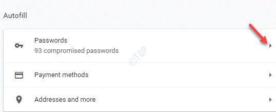 Settings Autofill Section Passwords