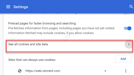 Settings General Settings See All Cookies And Site Data