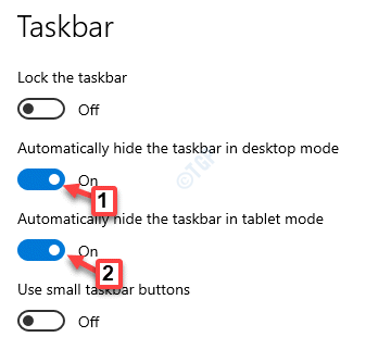 Taskbar Automatically Hide The Taskbar In Desktop Mode Automatically Hide The Taskbar In Tablet Mode Enable