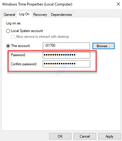 Windows Time Properties This Account Password Confirm Password Apply Ok