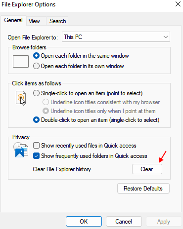 Clear File Explorer Options 1 Min