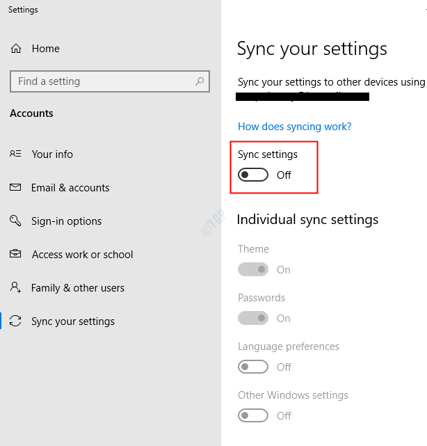 Syncing Microsoft account settings in Windows 10