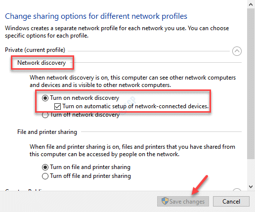 Advanced Sharing Settings Turn On Network Discovery Turn On Automatic Setup Of Network Connected Devices Check