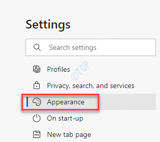 Edge Settings Left Side Appearance