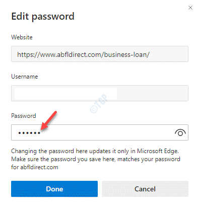 Edit Password Edit Password Done