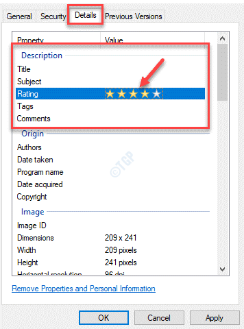 File Properties Details Description Rating Apply Ok