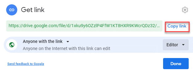 Get Link Copy Link Done