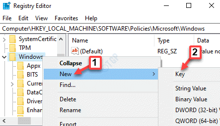 Registry Editor Navigate To Windows Right Click New Key