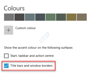 Settings Colours Title bars and window borders make sure its enabled