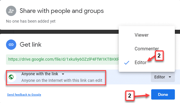 Share With People And Groups Anyone On The Internet With This Link Can Edit Editor Done