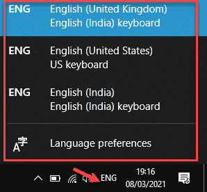 Taskbar Language Option Right Click Select Language Preference
