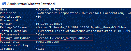 Заметка Windows Powershell Packagefamilyname