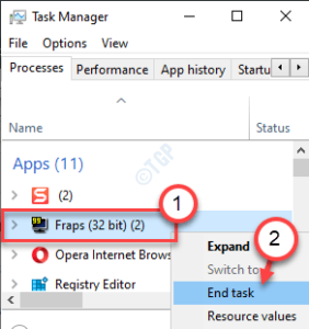 fraps end task min 1