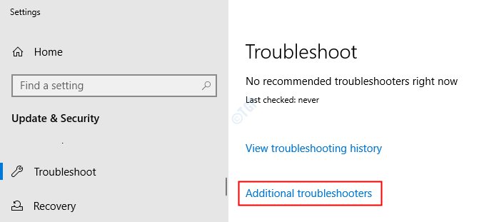 Click on Additional Troubleshooters