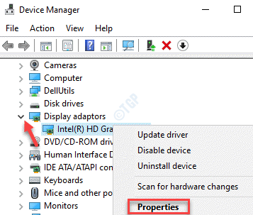 Device Manager Display Adaptors Right Click Properties