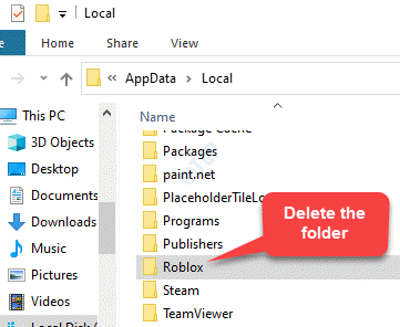File Explorer Navigate To Users Appdata Roblox Folder Delete