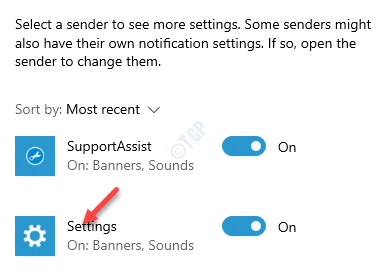 Get Notifications From These Apps Settings