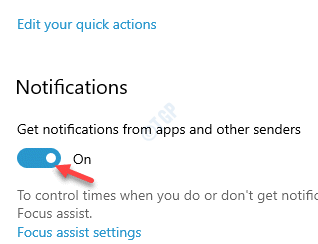 Settings System Notifications & Actions Get Notifications From Apps And Other Senders Turn On