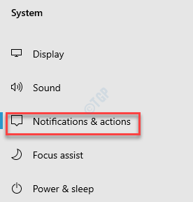 Settings System Notifications & Actions