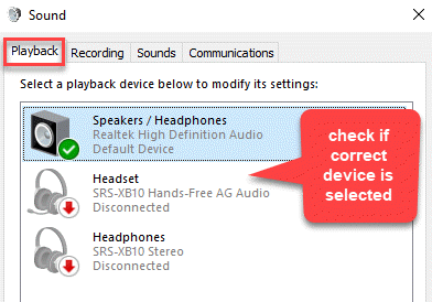 Sound Playback Check If Correct Device Is Selected