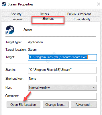Steam Properties Shortcut Open File Location