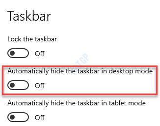Taskbar Settings Automatically Hide The Taskbar In Desktop Mode Turn Off