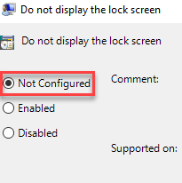 Not Configured Min
