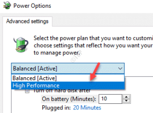 Power Options Advanced settings High Performance