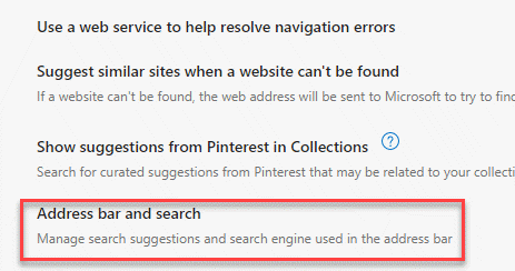 Privacy, Search, And Services Right Side Address Bar And Search