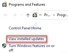 Programs And Features View Installed Updates