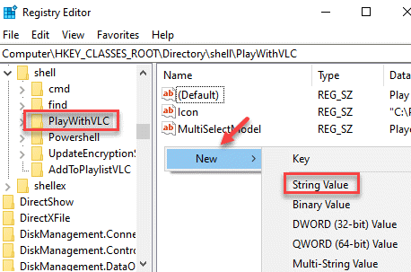 Registry Editor Playwithvlc Right Side Right Click New String Value