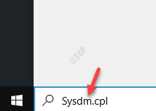 Start Windows Search Bar Sysdm.cpl