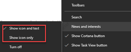 Taskbar News And Interests Show Icon And Text Show Icon Only