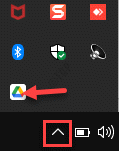 Taskbar Up Arrow Notification Area Google Drive Icon Right Click