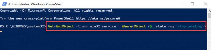 Windows Powershell (admin) Выполнить команду для остановки службы Enter